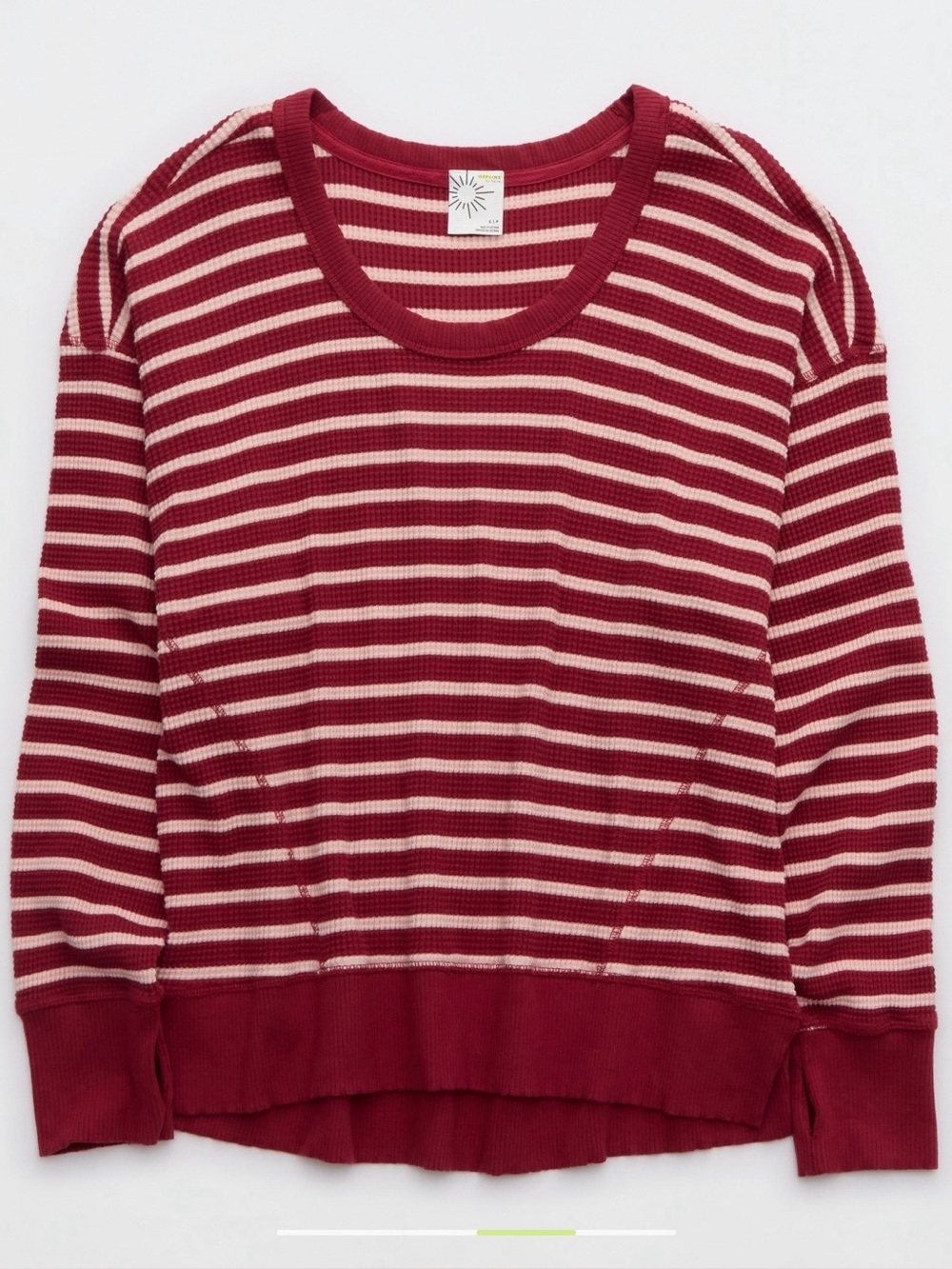 Offline By Aerie Women’s Wow! Relaxed Waffle T-Shirt Color Cherry Tart Size S
